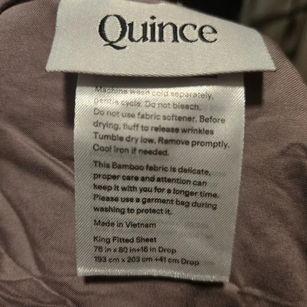 Quince Organic Vicose Bamboo 3 Pc King Fitted Sheet 2 King Sham Set Stone